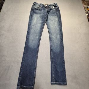 Red Rivet Jeans Juniors Size 5 Blue Skinny Leg Denim Distressed Stretch